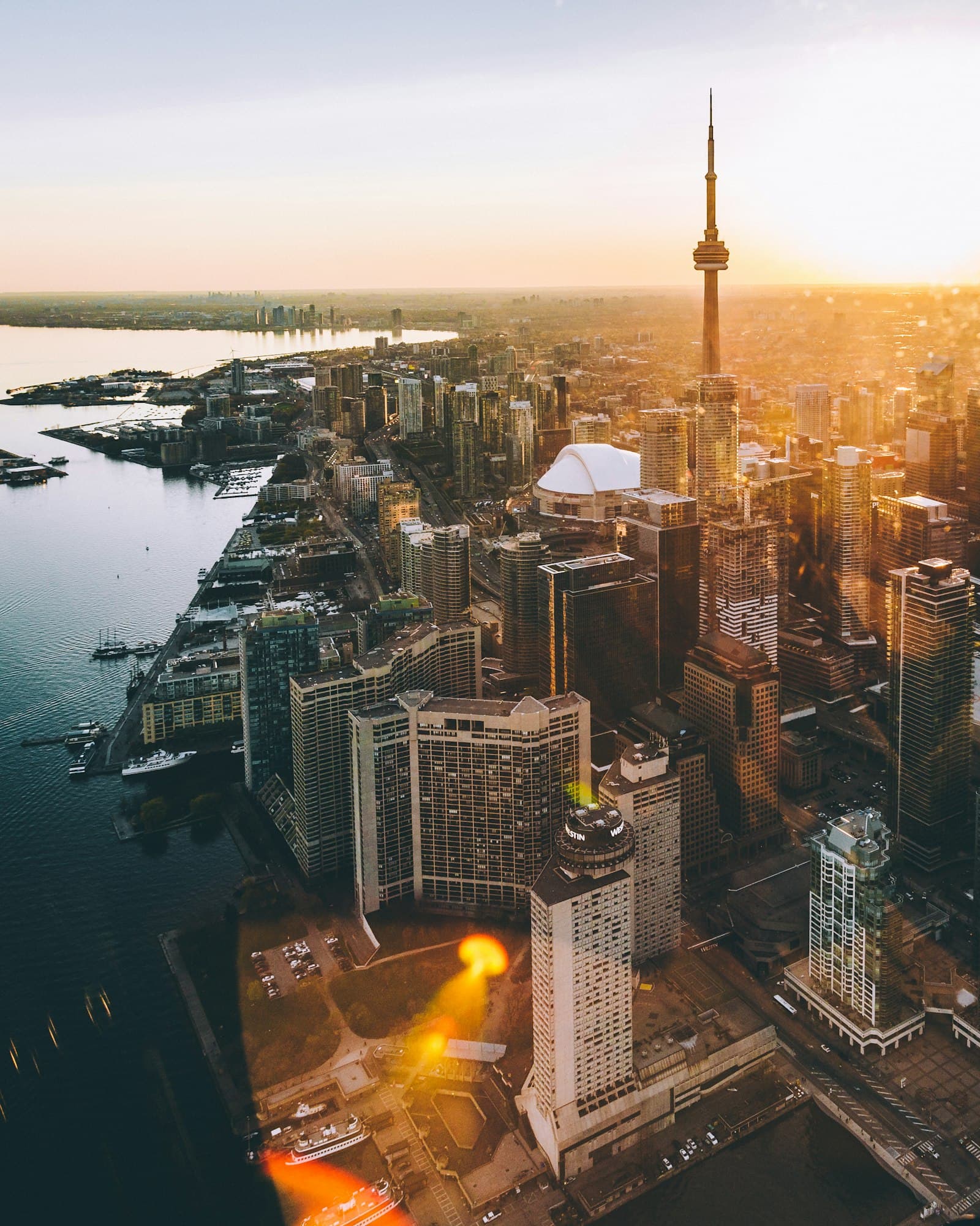 Downtown Toronto and the CN Tower at golden hour