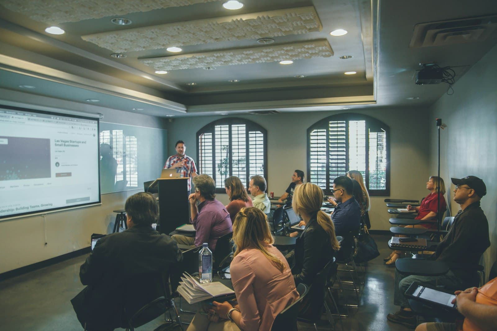 An audience at a university information session
