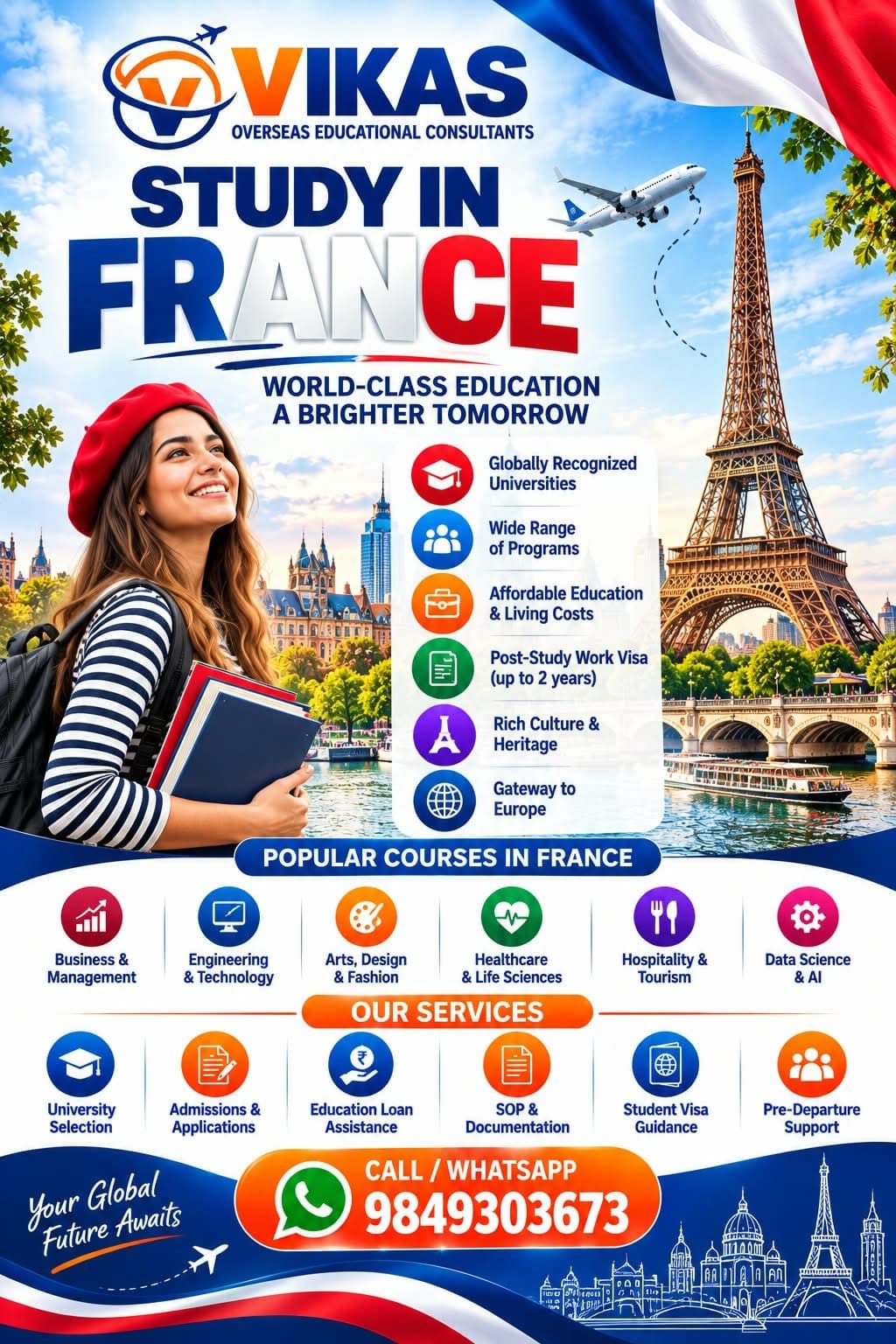 Vikas Overseas poster: Study in France