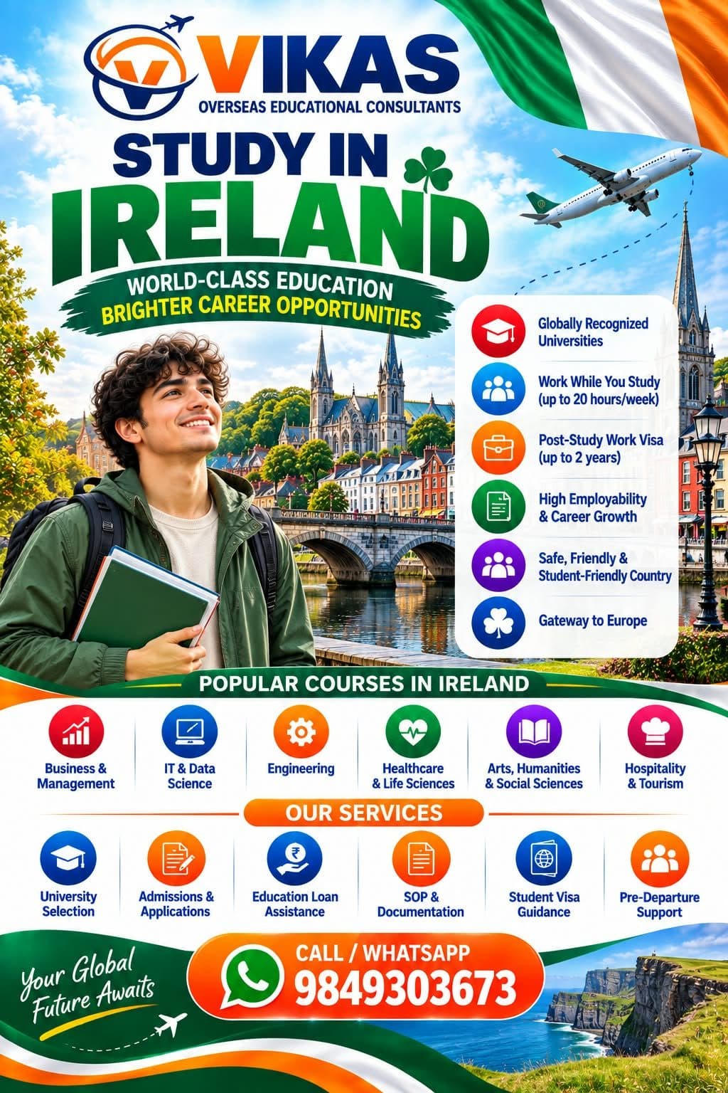 Vikas Overseas poster: Study in Ireland